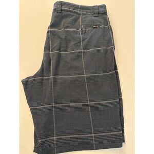 Hang Ten Mens Shorts 36 Gray Plaid Casual Flat Front Walking Golf
